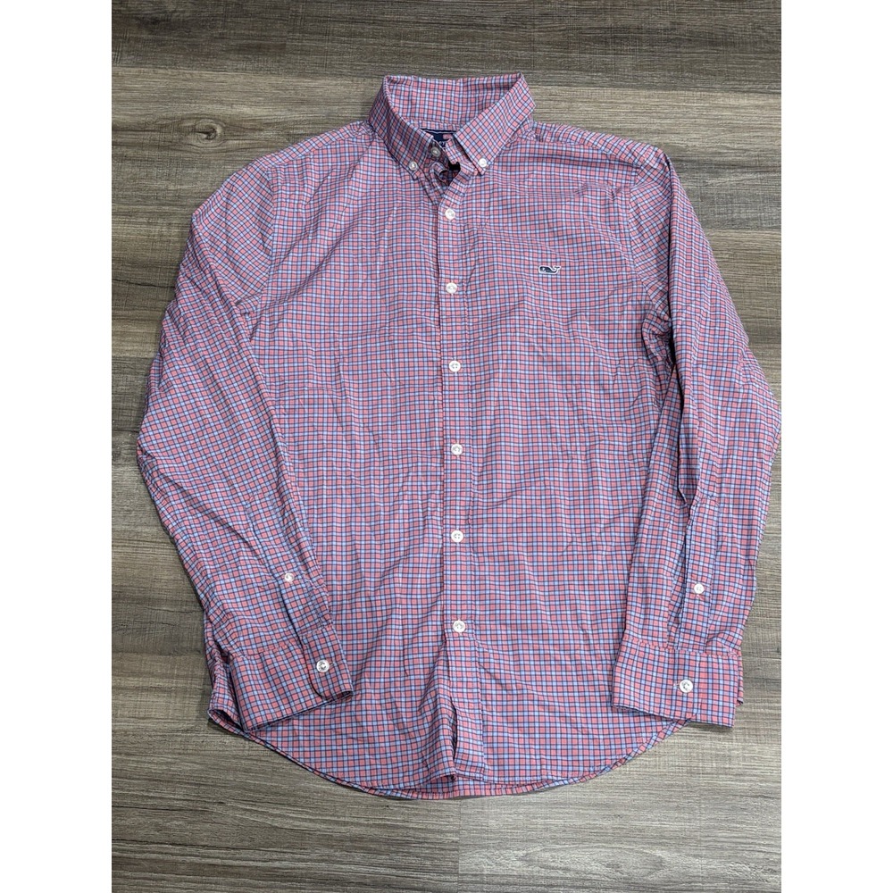 Vineyard Vines Whale Shirt Small‎ Slim Fit Button Down Plaid Nylon Spandex - Picture 2 of 8